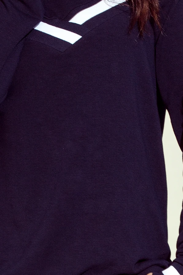 223-1 Bequeme Sweatshirt mit nackte Schultern - Marineblau